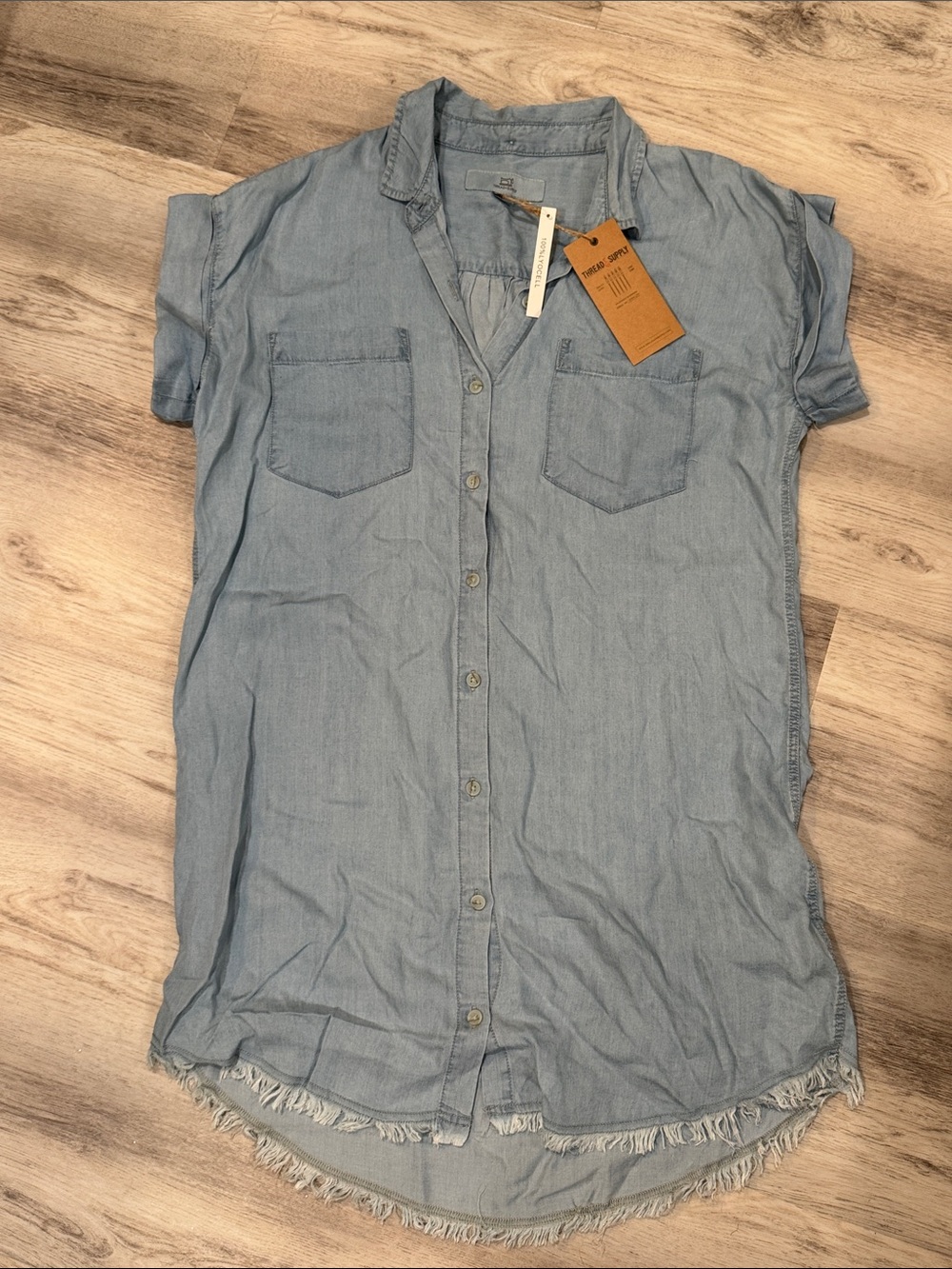 Thread & Supply Light Blue Denim Short Sleeve Button-Up dress